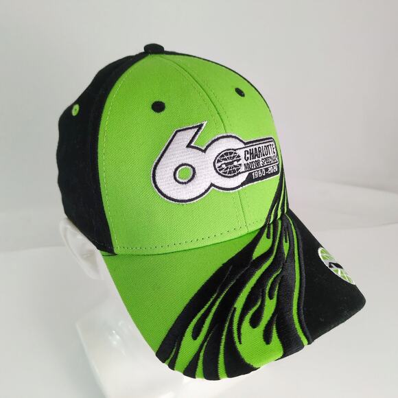 NWT Charlotte Motor Speedway 60th Anniversary 2020 Baseball Hat Ball Cap Flames - Picture 1 of 7